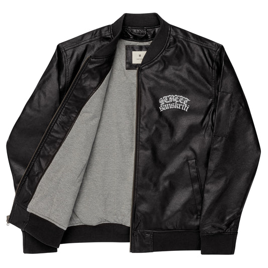 STREET SANSKRITI Leather Bomber Jacket